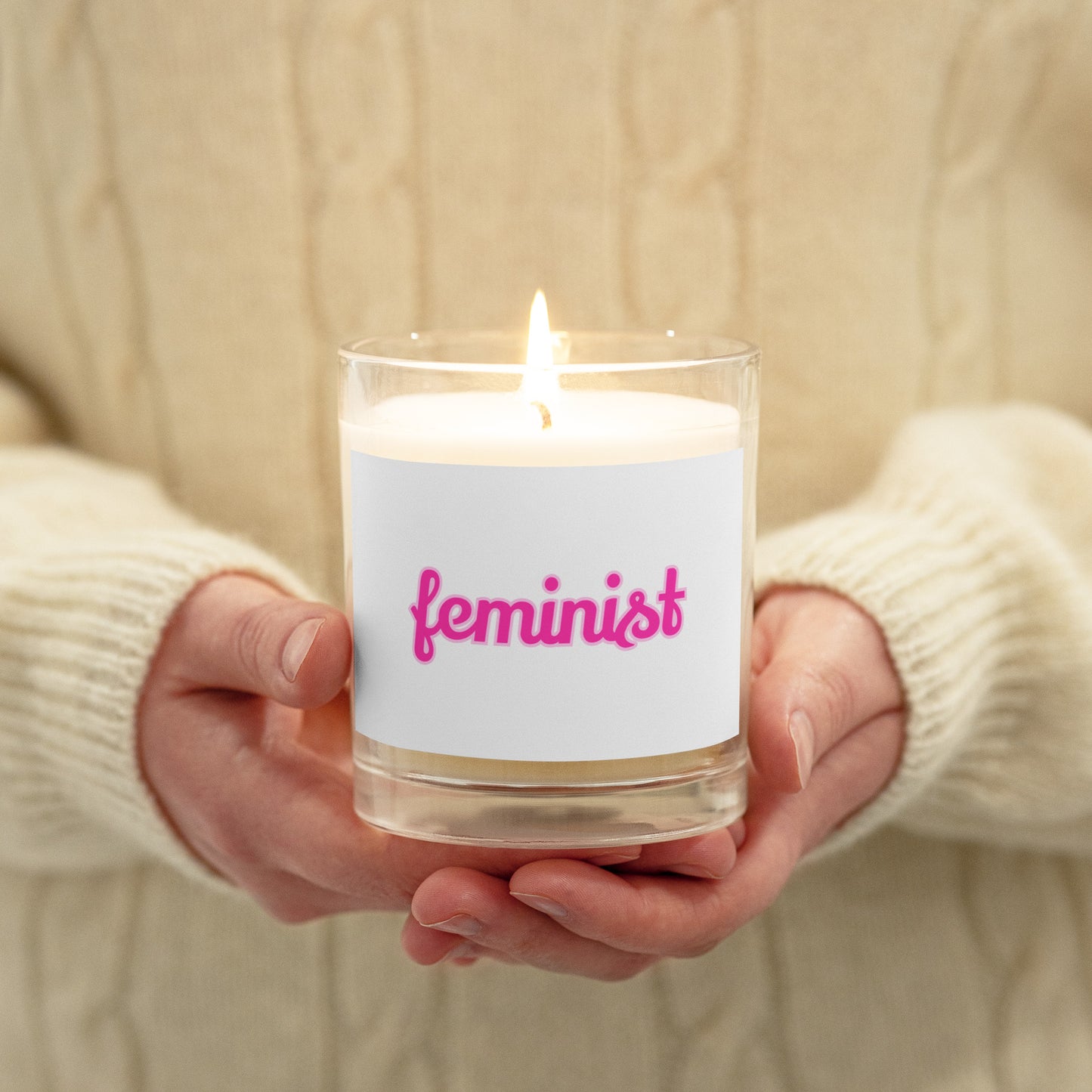 Feminist glass jar soy wax candle