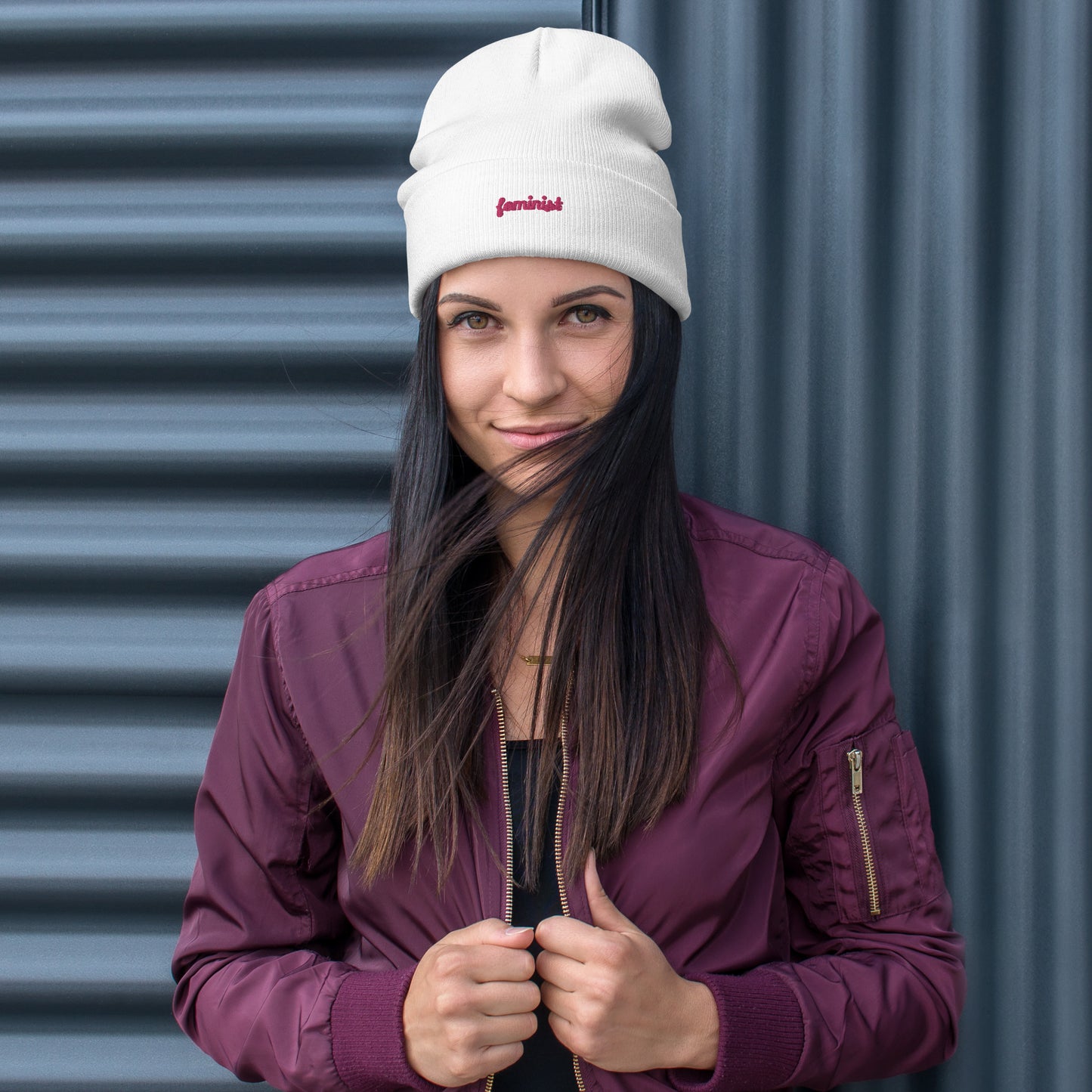 Feminist Embroidered Beanie