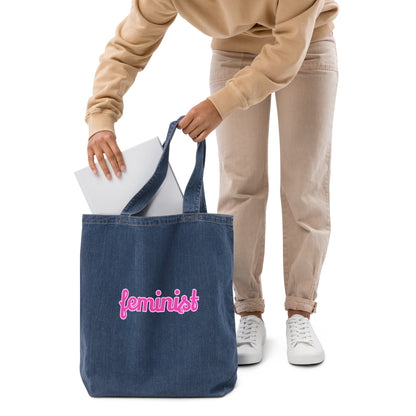 Feminist Organic denim tote bag