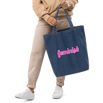 Feminist Organic denim tote bag