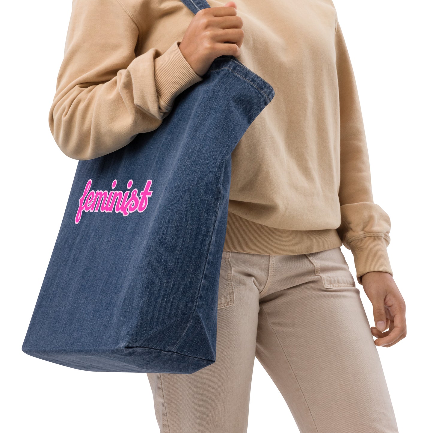 Feminist Organic denim tote bag