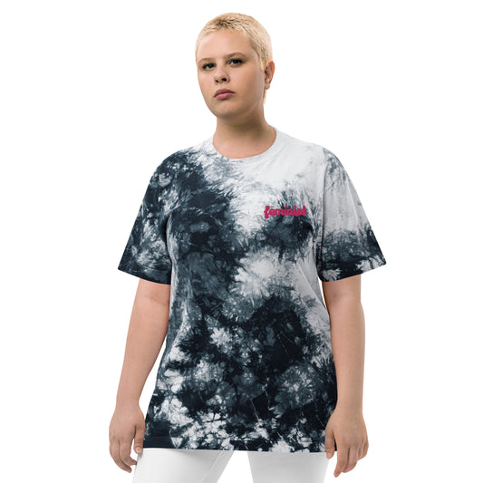 Feminist Oversized embroidered tie-dye t-shirt