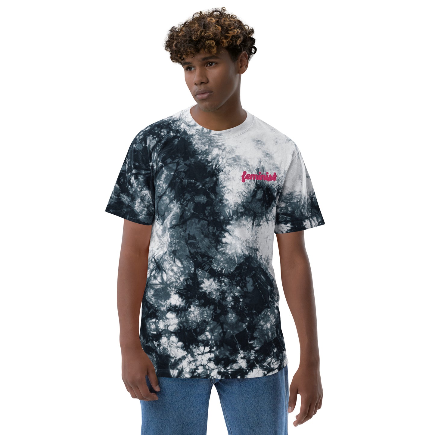 Feminist Oversized embroidered tie-dye t-shirt