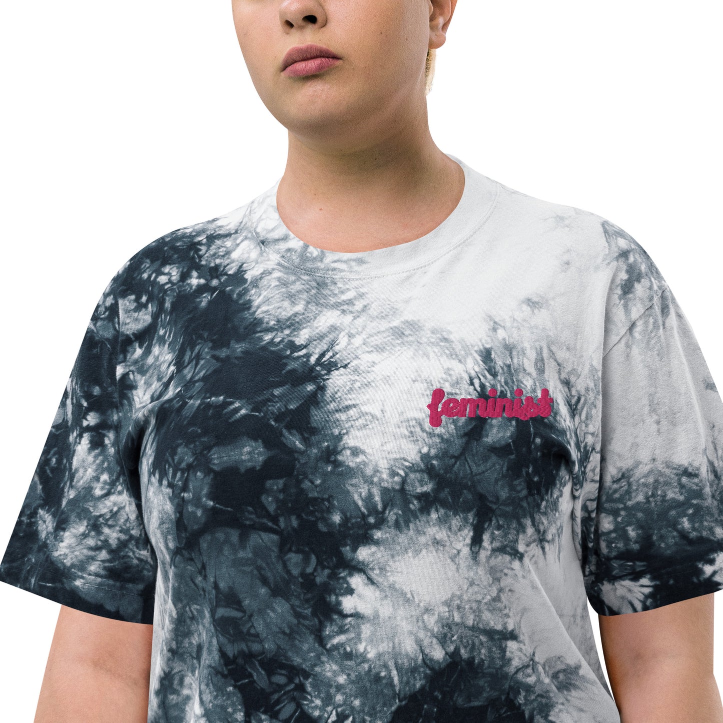 Feminist Oversized embroidered tie-dye t-shirt