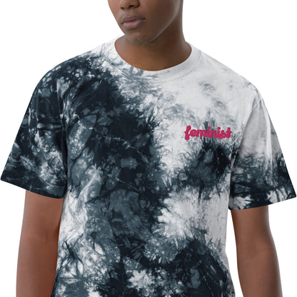 Feminist Oversized embroidered tie-dye t-shirt