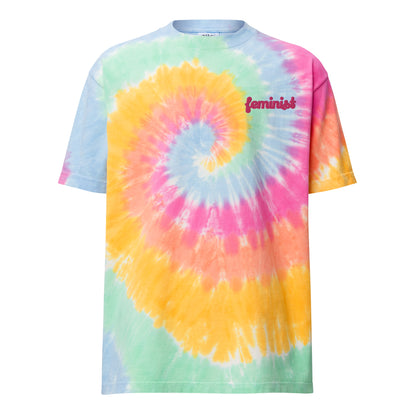 Feminist Oversized embroidered tie-dye t-shirt