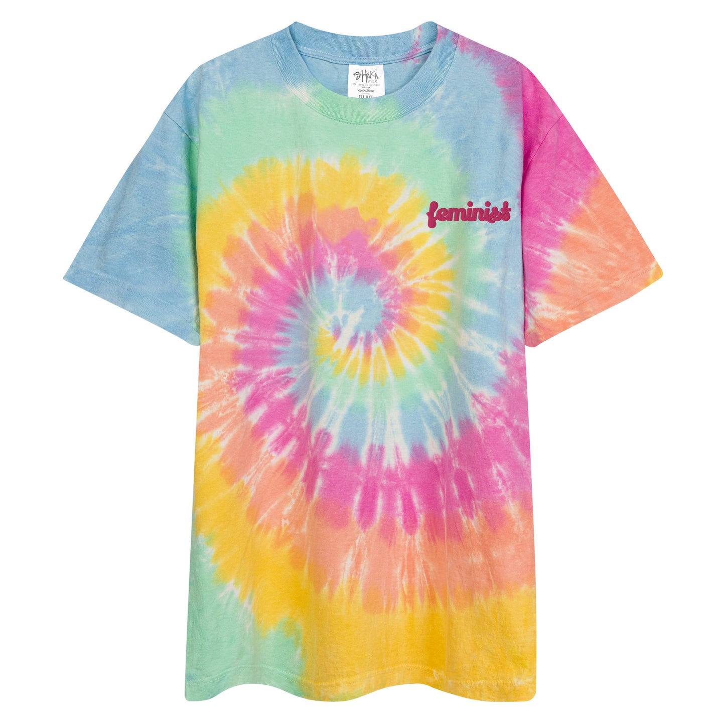 Feminist Oversized embroidered tie-dye t-shirt