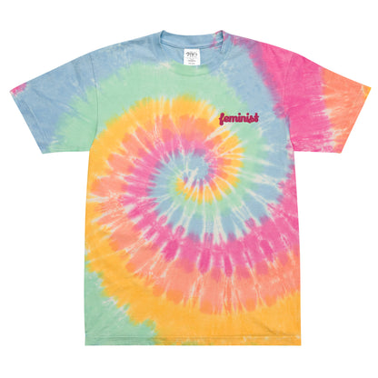 Feminist Oversized embroidered tie-dye t-shirt