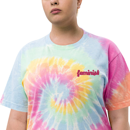 Feminist Oversized embroidered tie-dye t-shirt