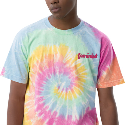 Feminist Oversized embroidered tie-dye t-shirt