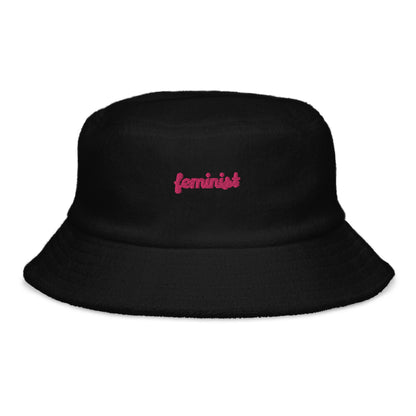 Feminist Unstructured terry cloth bucket hat