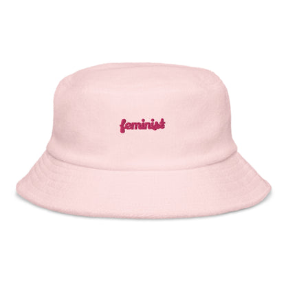 Feminist Unstructured terry cloth bucket hat