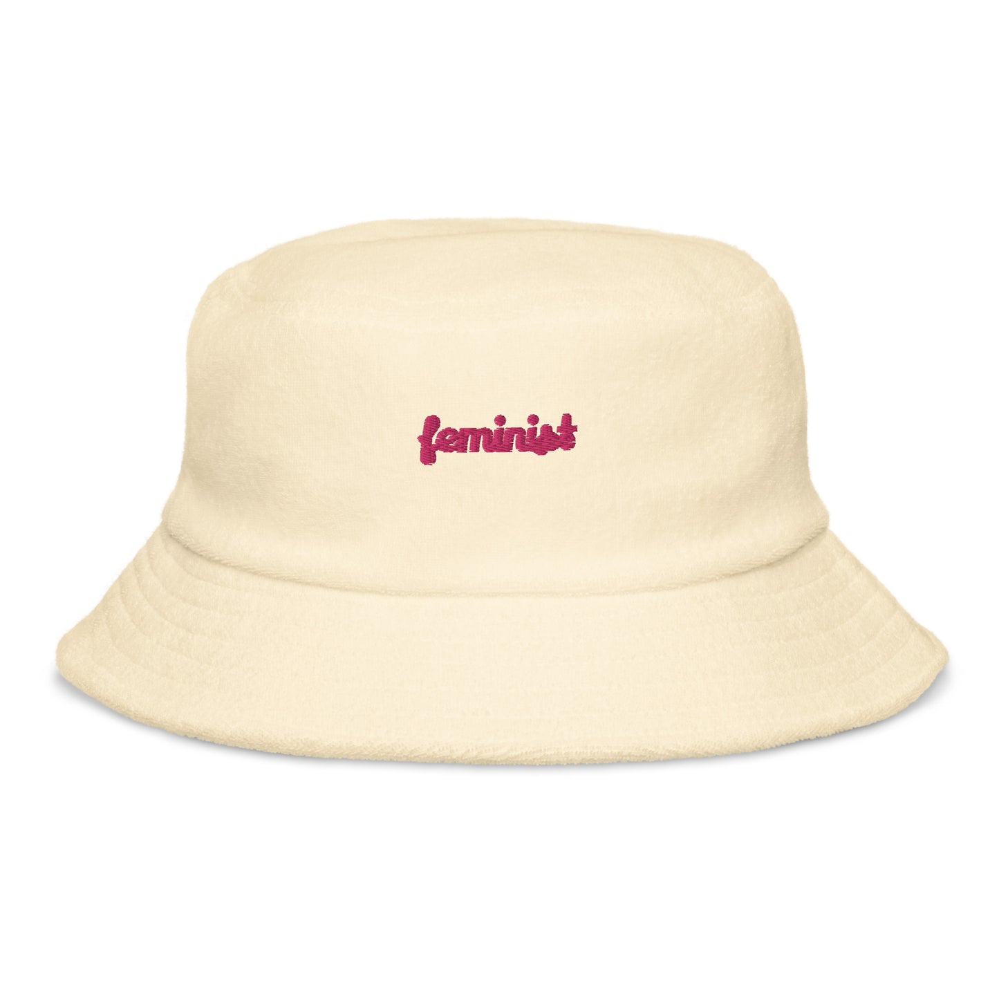 Feminist Unstructured terry cloth bucket hat