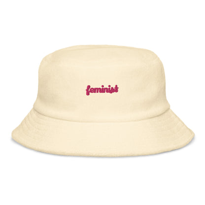 Feminist Unstructured terry cloth bucket hat