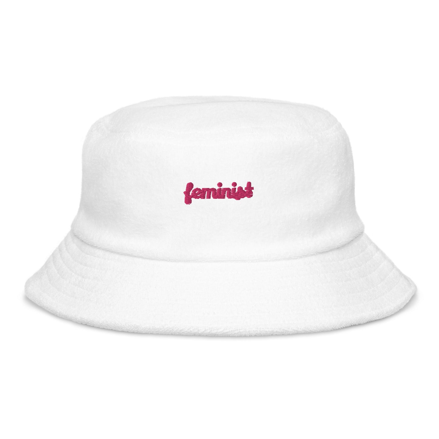 Feminist Unstructured terry cloth bucket hat