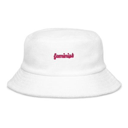 Feminist Unstructured terry cloth bucket hat